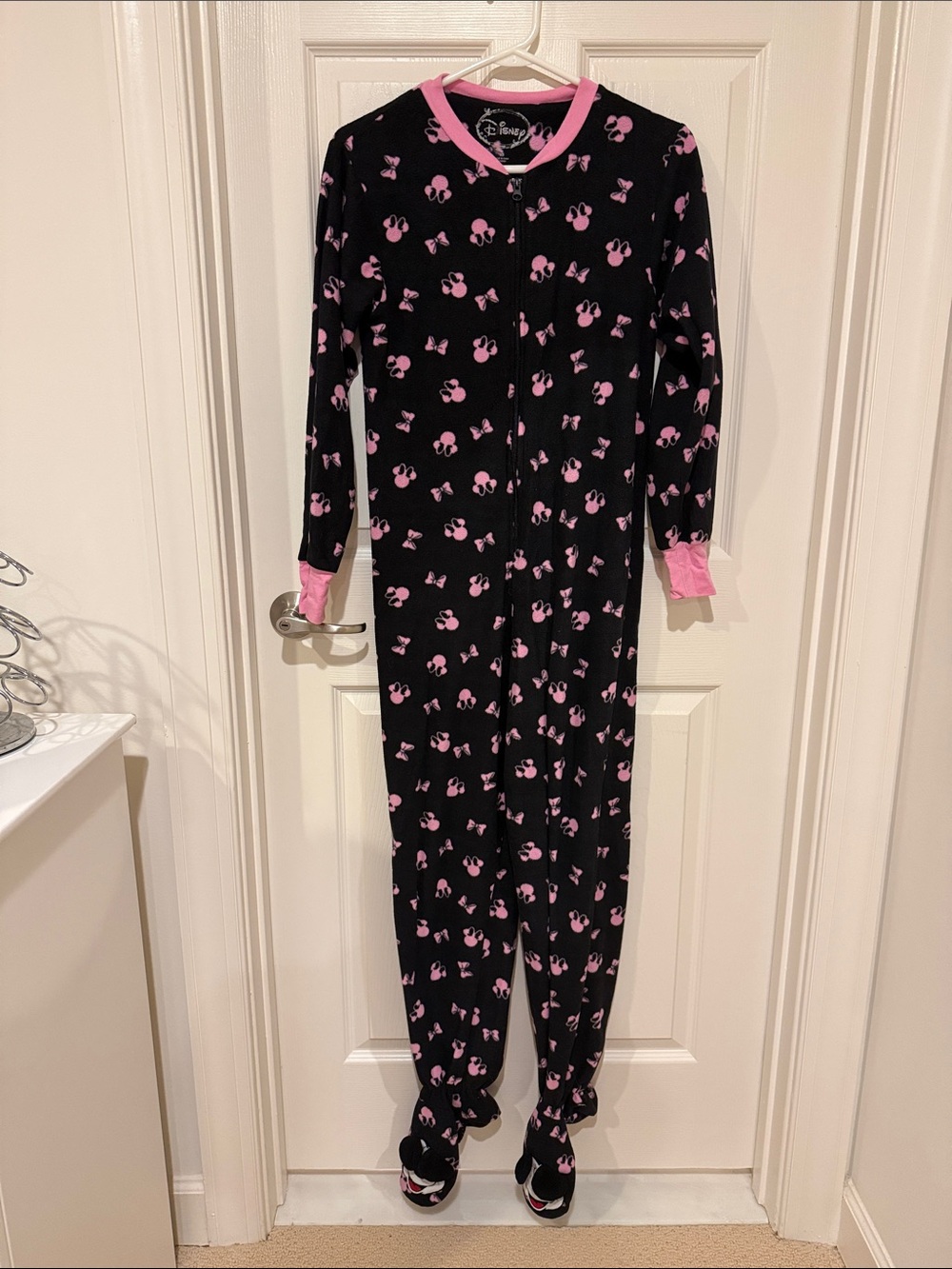 Disney Black and Pink Minnie Mouse Footed One-Piece Pajamas